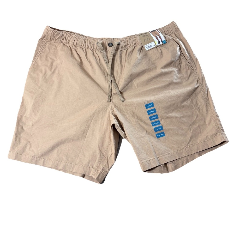 Eddie Bauer Mens Ripstop Shorts Tan XXL Drawcord Outdoor Hiking Stretch Casual